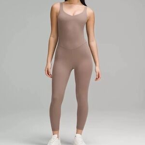 LULULEMON Align Bodysuit 25" Taupetastic Tank Top Jumsuit Long Pants Romper